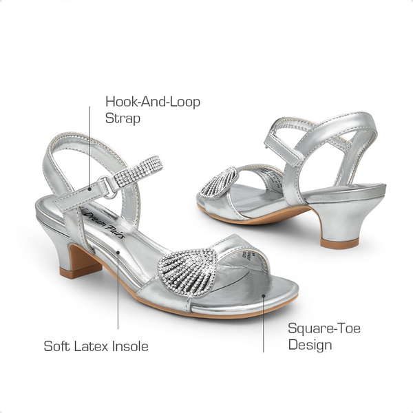 Girls Sandals Ankle Strap - SILVER - 3